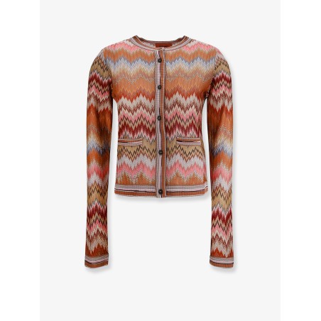 Viscose cardigan with chevron pattern