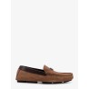 Suede loafer with leather inserts