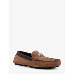 Suede loafer with leather inserts