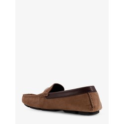 Suede loafer with leather inserts