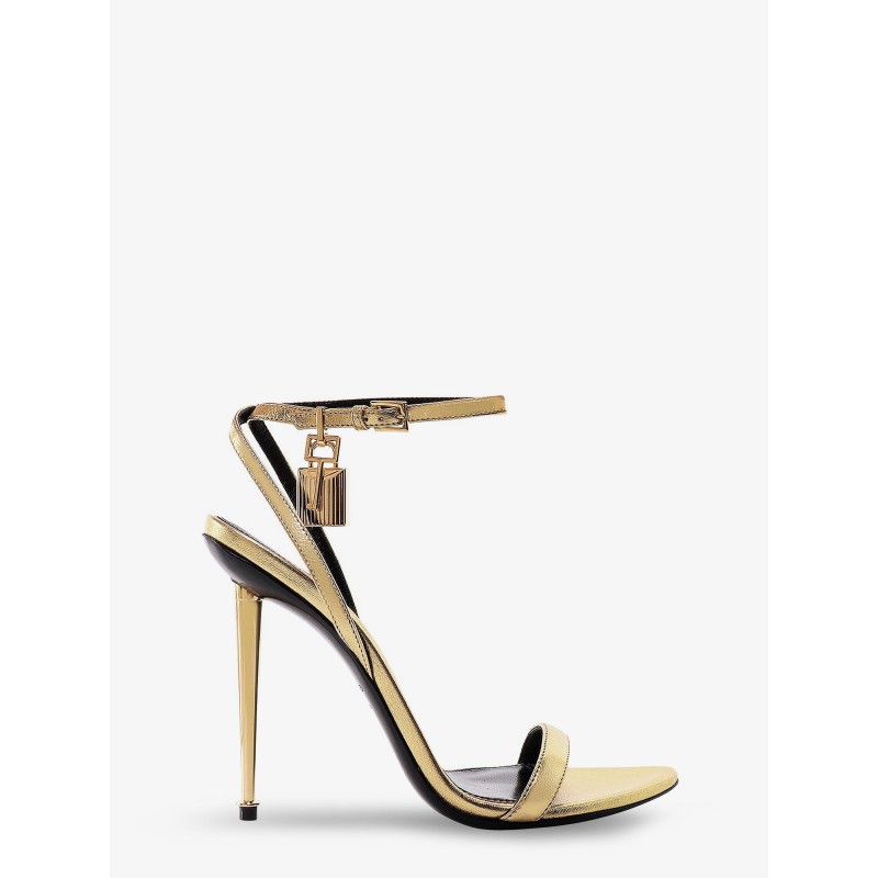 Laminated leather sandals with iconic padlock