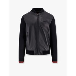 Leather and wool jacket