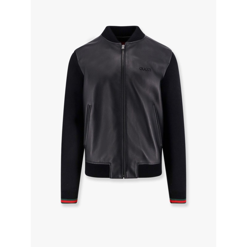 Leather and wool jacket