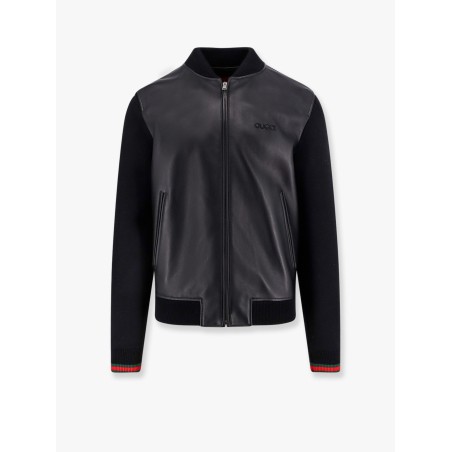 Leather and wool jacket