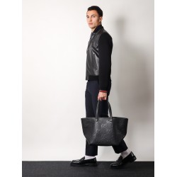 Leather and wool jacket