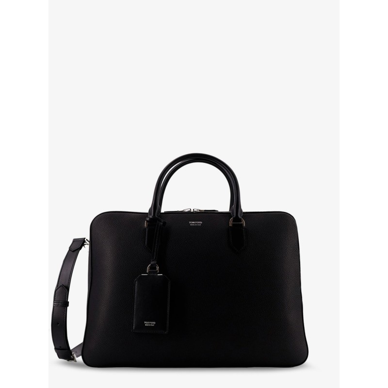 Hammered leather working bag with logo on the front