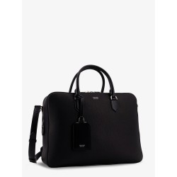 Hammered leather working bag with logo on the front