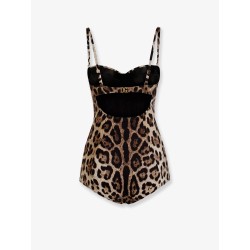 One-piece swimsuit with animal print