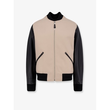 Cotton Jacket with leather sleeves