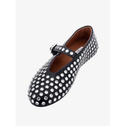 Leather ballet flats with rhinestones