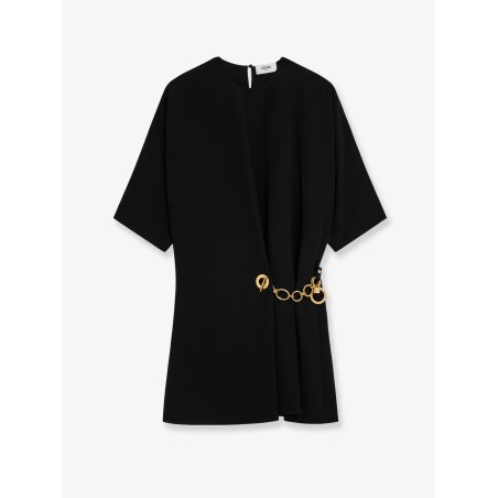 Wrap dress with gold metal charms