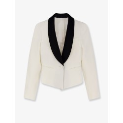 Wool blazer with satin lapel