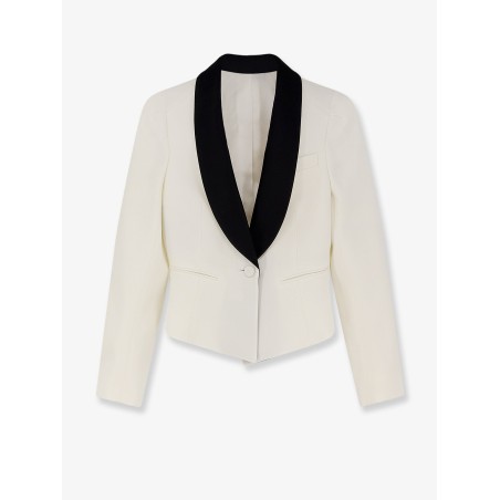 Wool blazer with satin lapel