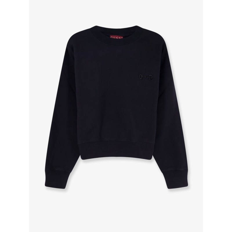 Cotton sweatshirt with beaded Horsebit detail