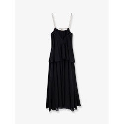 Flounced silk long dress