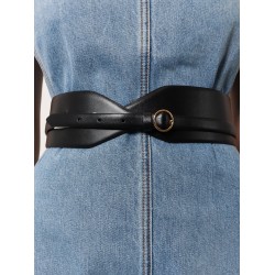 Maxi leather belt with metal buckle