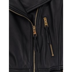 Cropped leather jacket