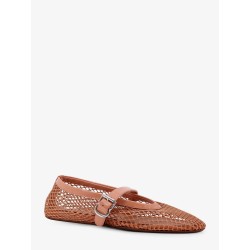 Fishnet ballet flats with leather profiles