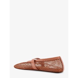Fishnet ballet flats with leather profiles