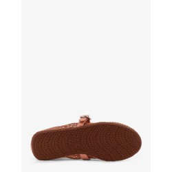 Fishnet ballet flats with leather profiles