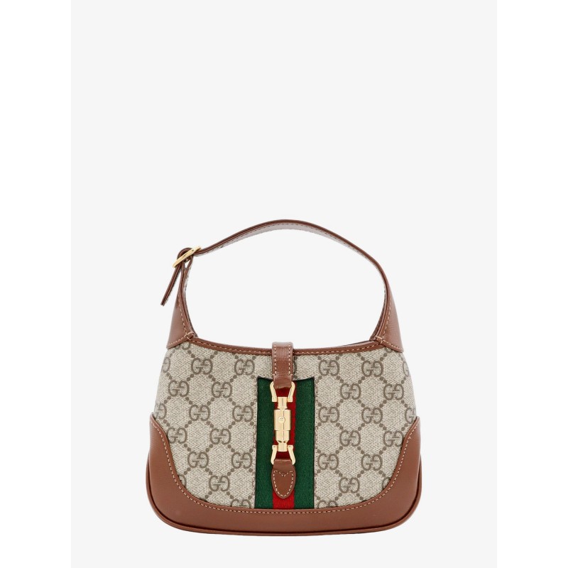 Gg supreme fabric and leather shoulder bag with iconic web band