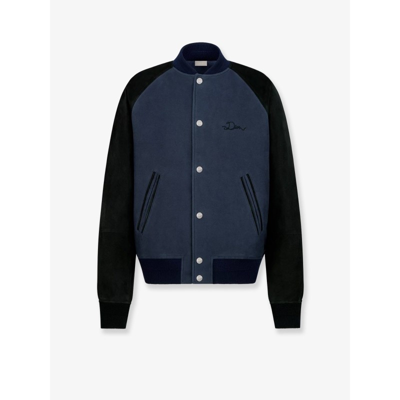 Dior Ribbon College cotton and suede bomber