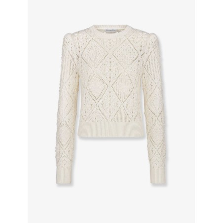 Perforated cotton sweater