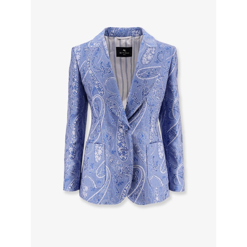Silk blend single-breasted blazer
