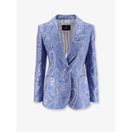 Silk blend single-breasted blazer