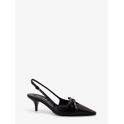 Leather décolleté with logo bow detail