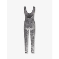 Stretch chenille jumpsuit with all-over crystals