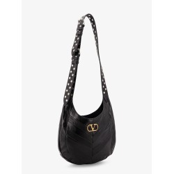 Leather Hobo crossbody bag with metal VLogo Signature