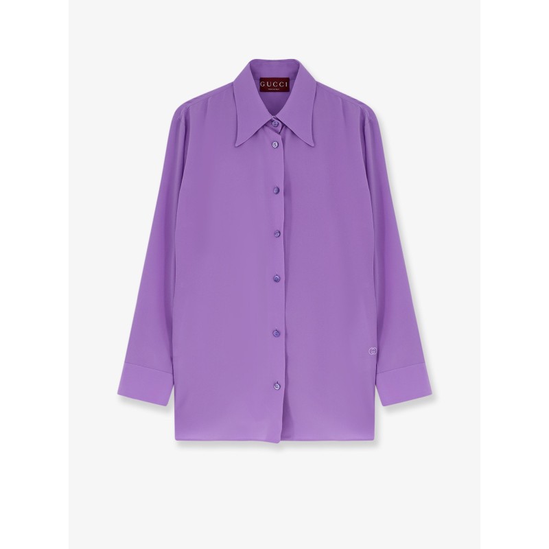 Silk shirt with GG embroidery