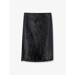 Shiny leather and neoprene skirt