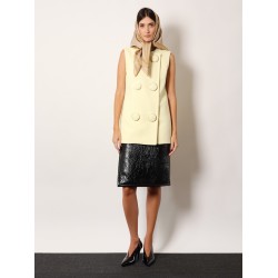 Shiny leather and neoprene skirt