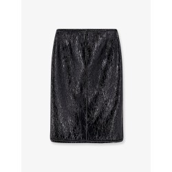 Shiny leather and neoprene skirt