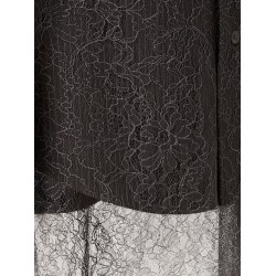 Pinstriped wool shirt with lace insert