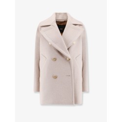 Berta cashmere peacoat with gold metal buttons