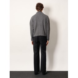 Ribbed wool and cotton cardigan
