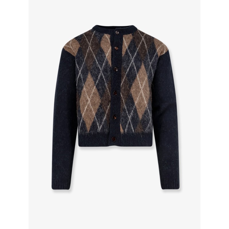 Unisex diamond pattern alpaca blend cardigan