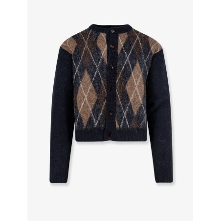 Unisex diamond pattern alpaca blend cardigan