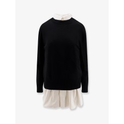 Cotton popeline and knit short dress