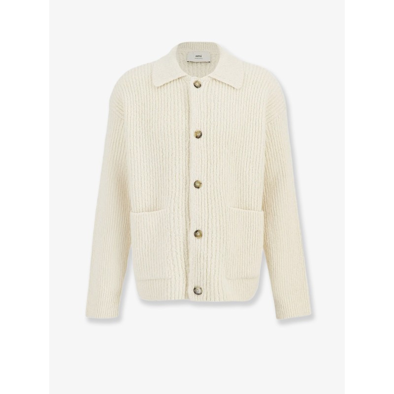 Wool and cotton ribbed cardigan