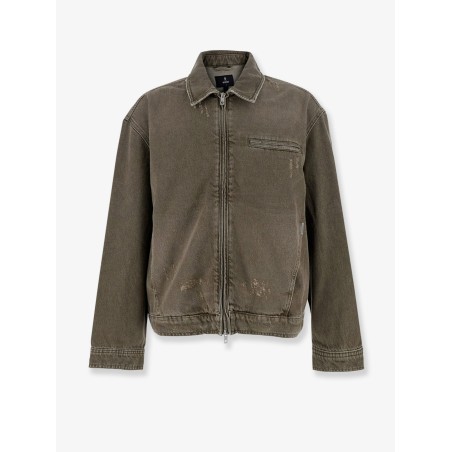Denim jacket with distressed effect