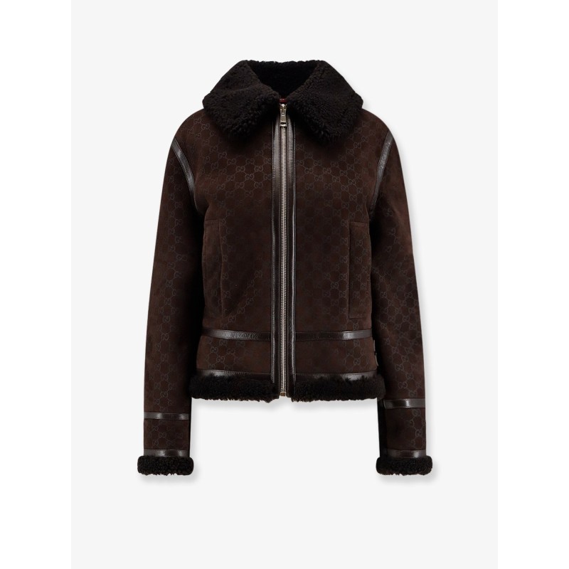 Suede jacket with GG motif