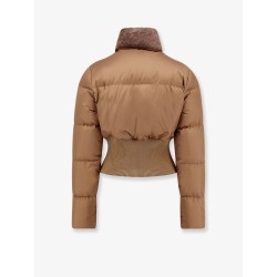 Technical fabric and shearling down jacket