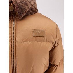Technical fabric and shearling down jacket