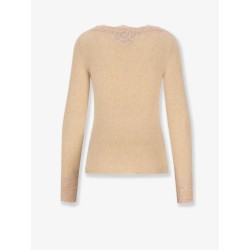 Cashmere sweater with lace inserts