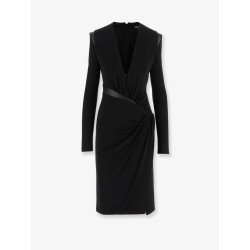 Crepe mini dress with V-neckline