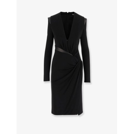 Crepe mini dress with V-neckline